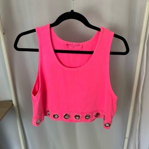 LF pink grommet cropped tank